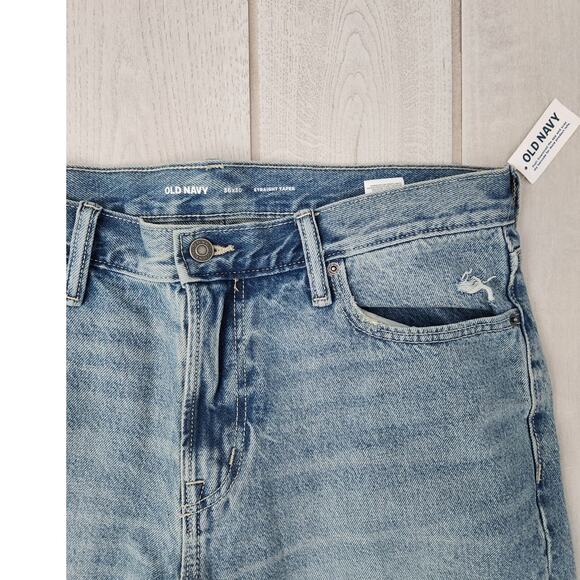 Old Navy Jeans Men's 36x30 Straight Taper Distressed Light Wash NEW $54 - Picture 4 of 9